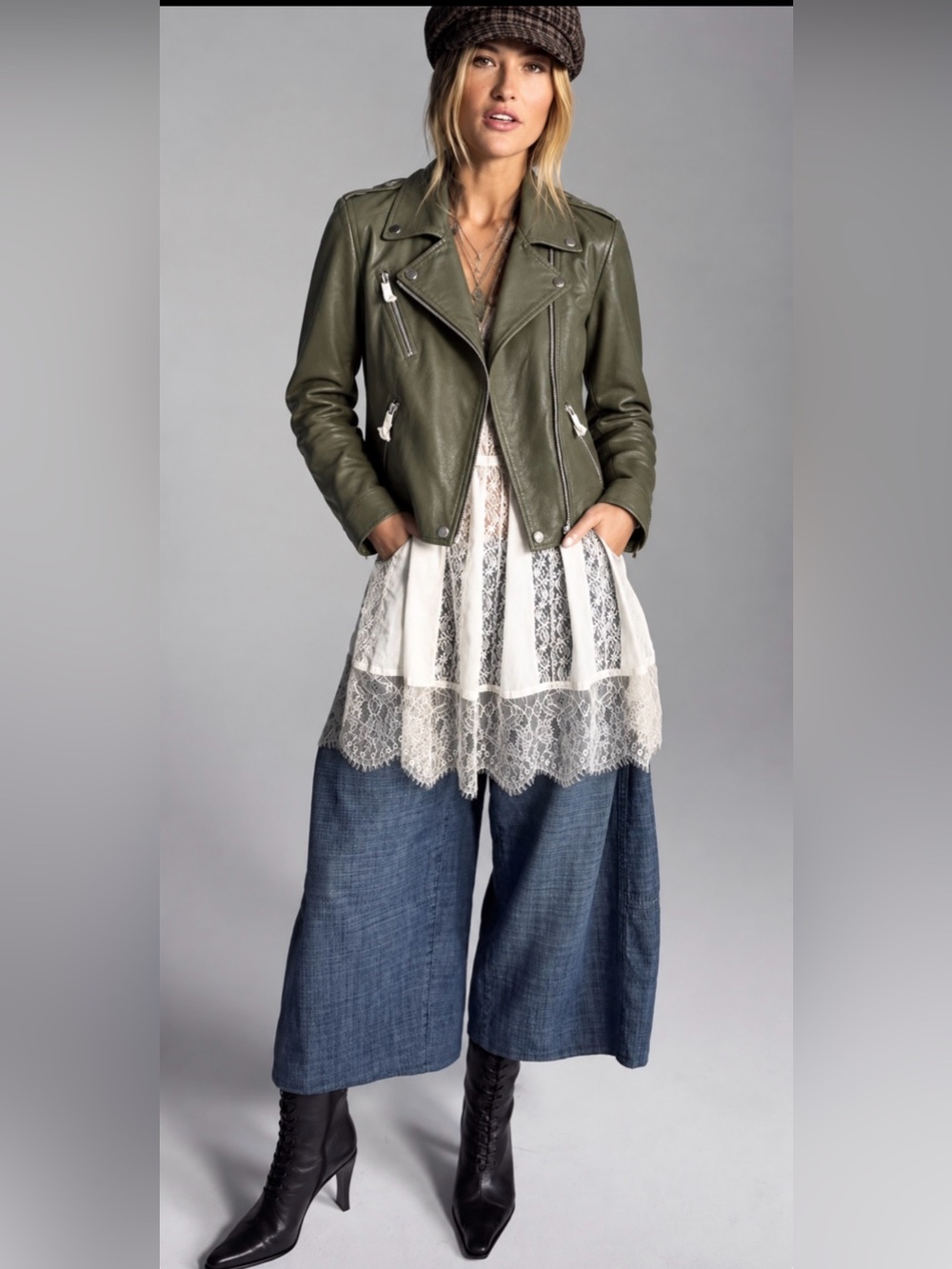 Blank NYC Green Faux-Leather Moto Jacket